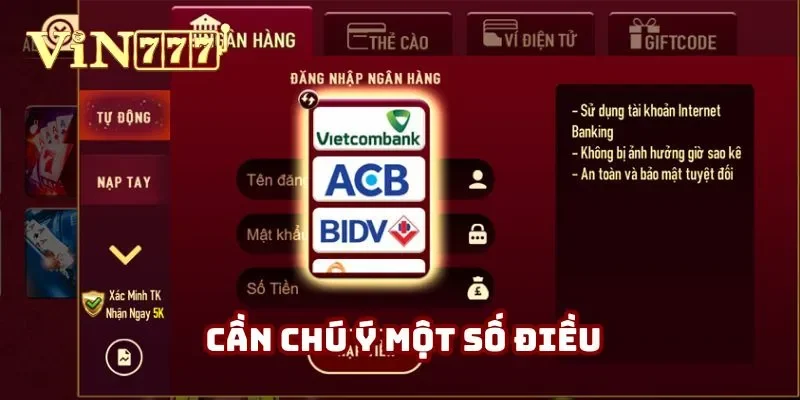 Nạp tiền Vin777 không khó nhưng cần chú ý một số điều Nạp tiền Vin777 không khó nhưng cần chú ý một số điều